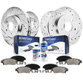 Detroit Axle - Brake Kit for 2012-2019 Ford Flex 2011-2019 Taurus Explorer 2011-2012 Lincoln MKS, Drilled Brake Rotors Ceramic B